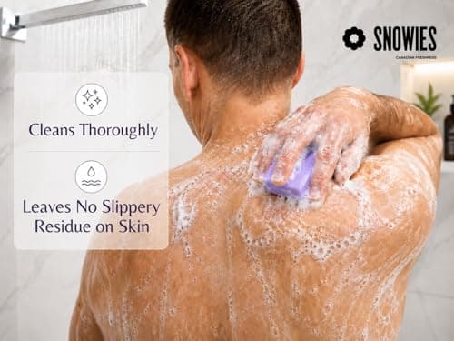 Snowies Bar Soap | Pack of 6 | Made in Canada | Mix Pack | 97% Natural, Essential Oils, Moisturizing, Glycerin, Vegan | For Men & Women | Blended Snow - 3 Scents (450 g, 75g x 6 bars) — view 2