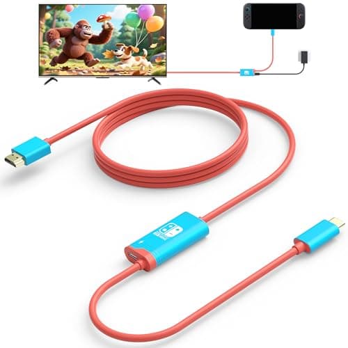Switch 2 Dock (Plug-and-Play), USB C to HDMI Replacement Cable for Nintendo Switch, 4K@60HZ 6.6 ft, Portable Travel TV Base Adapter＆Travel Docking Station Cord Compatible with Switch OLED