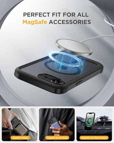 Miracase for iPhone 17e Case & iPhone 16e Case, Full-Body Phone with Built-in Glass Screen Protector, [Magnetic with MagSafe] Military Drop Proof 17 E/ 16 E Cover Bumper 6.1 inch, Black — view 4