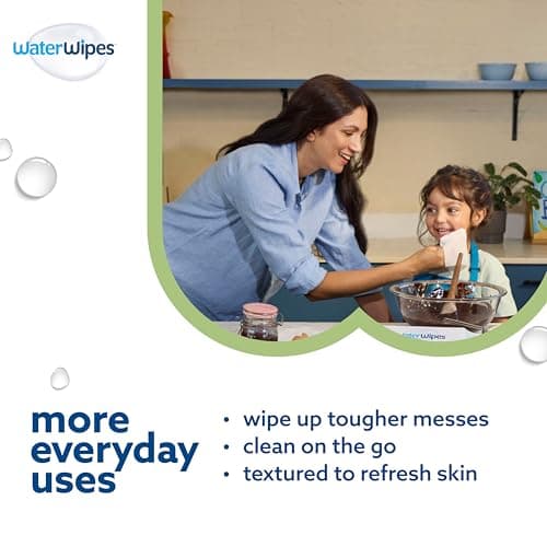 WaterWipes Sensitive+ Baby & Toddler Wipes, 3-In-1 Cleans, Cares, Protects, 99.9% Water, Textured Clean, Unscented & Hypoallergenic, 240 Count (4 Packs) — view 5