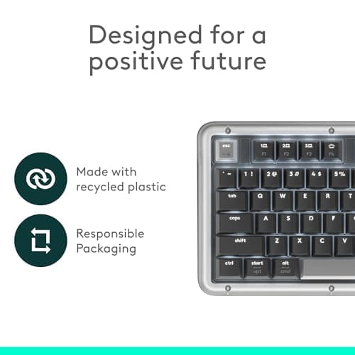 Logitech Alto Keys K98M Wireless Mechanical Clicky Keyboard, Customizable Keyboard with Vibration Absorbing Gasket, Backlit Keys, Bluetooth, USB-C Charging, for PC, Mac, Laptops - Graphite — view 7