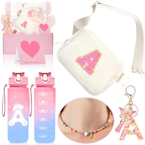 Personalized Initial Fanny Pack - Birthday Gifts Set for Girls Teen Girls Kids, Christmas Gift Cross Body Bag Belt Bag Gifts Trendy Stuff for 4 5 6 7 8 9 10 11 12 13 Year Old Girl (A)
