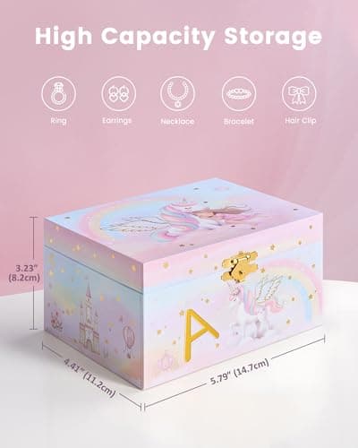 Lolalet Unicorn Musical Jewelry Box Gift for Girls Kids(Box Only) -Letter A — view 5