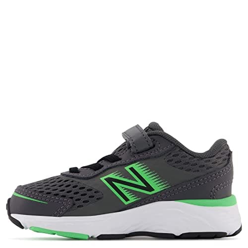 New Balance Kid's 680 V6 Hook and Loop Running Shoe, Magnet/Vibrant Spring/Black, 5 Wide Toddler — view 3