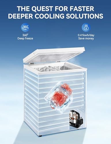 7.0 Cu Ft Chest Freezer - Energy Efficient & Quiet Mini Freezer with Adjustable Thermostat - Compact Deep Freezer for Home, Apartment, and Garage - Removable Basket & Defrost Drain — view 2