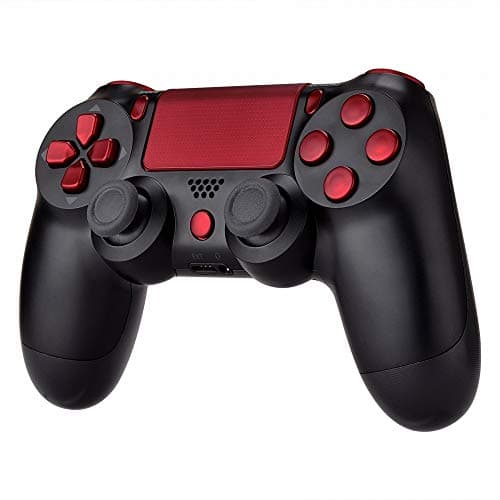 eXtremeRate Replacement D-pad R1 L1 R2 L2 Trigger Touchpad Action Home Share Options Buttons for ps4 Controller, Scarlet Red Full Set Buttons Repair Kits for ps4 Slim Pro CUH-ZCT2 Controller — view 4
