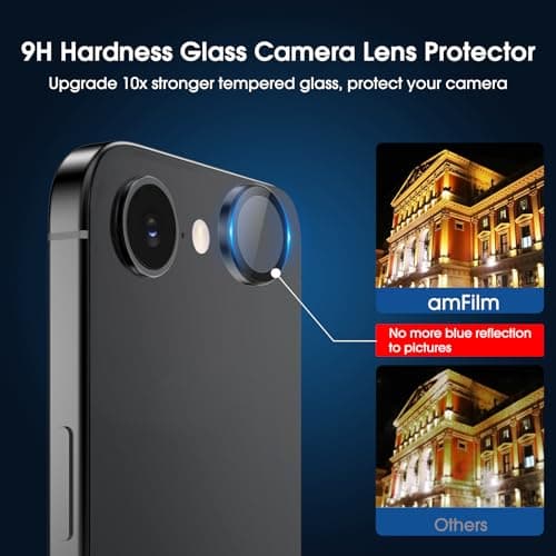 amFilm Auto-Alignment OneTouch for iPhone 17e / iPhone 16e [6.1''] Screen Protector + Camera Lens Protector, Tempered Glass, 30 Seconds Installation, Bubble Free, Case Friendly, Anti-Scratch [2+2 Pack] — view 6
