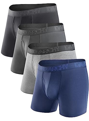 DAVID ARCHY Men's Underwear Bamboo Rayon Boxer Briefs with Fly Multipack