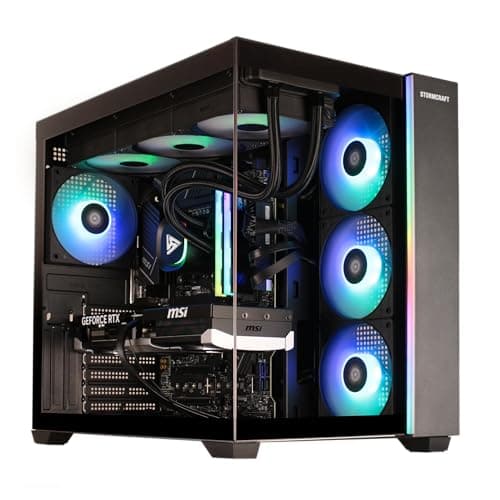 STORMCRAFT Falcon AI Gaming Desktop Computer AMD Ryzen 7 7800X3D, RX 9070 XT 16G, 32GB DDR5 6000MHz, 1TB NVMe SSD, 850W PSU 360mm AIO, ARGB Fans, USB-C, Bluetooth, Wi-Fi VR Ready PC Game Design Office