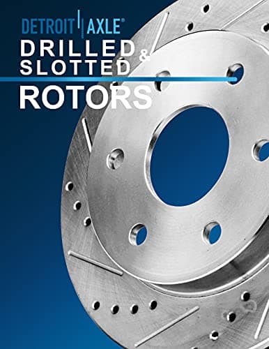 Detroit Axle - Front Brake Kit for 2003-2009 Toyota 4Runner 2005-2023 Tacoma 2007-2014 FJ Cruiser, Drilled & Slotted Brake Rotors and Ceramic Brakes Pads Replacement: 12.56" inch Rotor — view 3