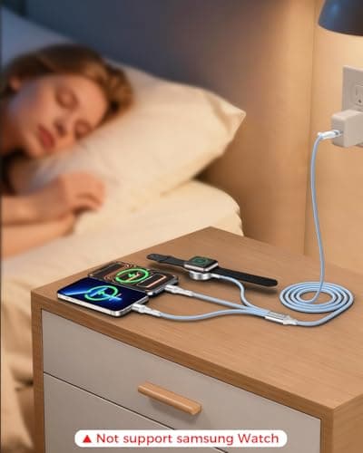 Blue Travel Essentials for Apple Watch Charger,Multi Charging Cable for iPhone 17,iWatch Charger USB C Cord,Car Cruise RV Camping Essentials 2026 for iWatch Ultra/11&iPhone 16/15, Xbox One Cables — view 5
