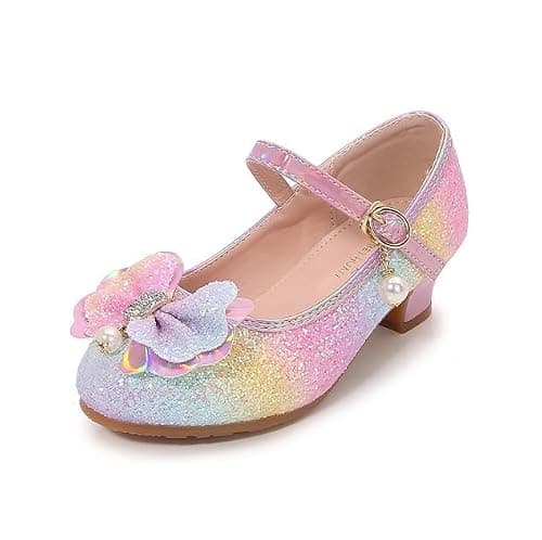 EDOSIR Girls Princess Sparkle Shoes Fancy Heels Girls Party Shoes Dress Heel for Girls Play Shoes,9.5 Toddler