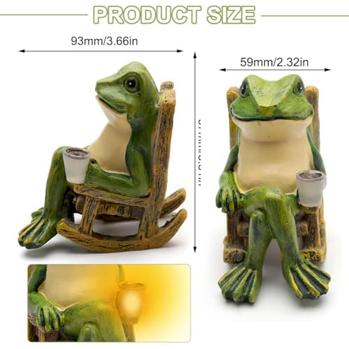 Solar Frog Garden Ornaments Outdoor, Home Decor Garden Frogs Figurine with Waterproof Led Lights Decorations for Patio Balcony Yard Unique Housewarming Gifts for Patio,Yard,Lawn Ornament