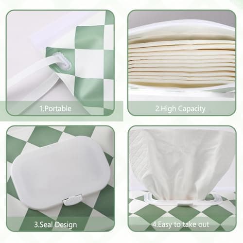 FEBSNOW 4Pcs Baby Wipe Dispenser Holder, Portable Refillable Wet Wipe Pouch — view 2