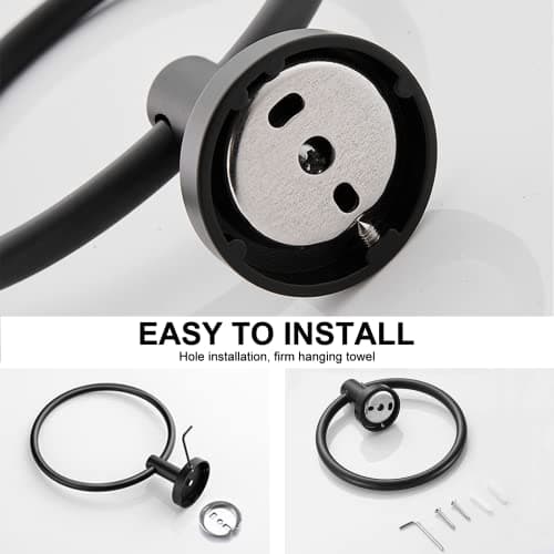 SetSail Towel Holder for Bathroom Wall Matte Black Towel Ring Stainless Steel Hand Towel Holder Heavy Duty Towel Hanger for Kitchen — view 4