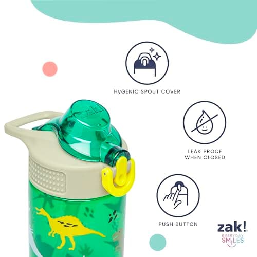 Zak Designs Sage Marvel Spider-Man Water Bottle For School or Travel, 16oz Durable Plastic Water Bottle With Straw, Handle, and Leak-Proof, Pop-Up Spout Cover (Spidey and His Amazing Friends) — view 4