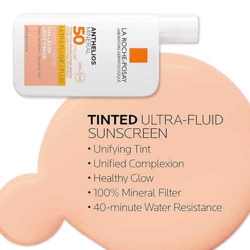 La Roche-Posay Face Sunscreen, Anthelios Tinted Mineral Ultra-Fluid SPF 50 Lotion UVA-UVB Sun Protection, Titanium Dioxide, 100% Mineral Filter, Fragrance Free, Water Resistant. Travel Size, 50ml — view 2