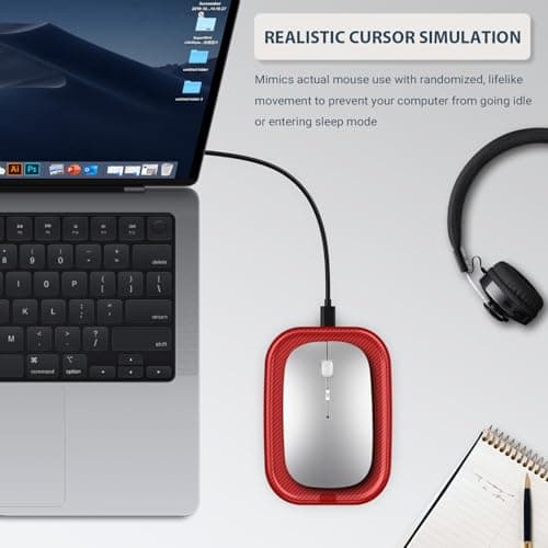 Yonktoo Mouse Jiggler Undetectable – Ultra Slim Mouse Mover with Realistic Movement, No Software Needed, Keeps Your PC Awake and Active, Keeps Computer Awake for Office or Remote Work - Red — view 4