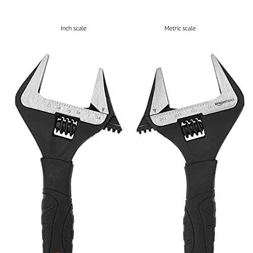 Amazon Basics 4-Piece Wide Jaw Adjustable Wrench Set with Soft Grip, Includes: 6-inch (150mm), 8-inch (200mm), 10-inch (250mm), 12-inch (300mm) — view 3