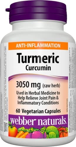 Webber Naturals Turmeric Curcumin, 95% Curcuminoids, 60 Capsules, Anti-Inflammatory Support, Vegan