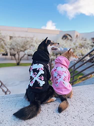 ChoChoCho Woof Dog Hoodie, Designer Dog Hoodies for Small Medium Large Breeds, Art Collection Dog Sweatshirts, Street Drawstring Hoodies Outfit Clothes for Puppy Puppies (5XL, Sakura/Pink) — view 2