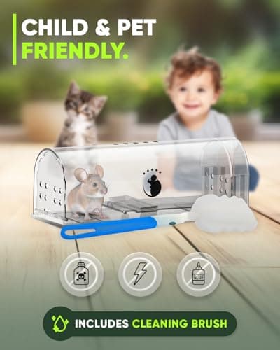 Motel Mouse Humane Mouse Traps No Kill Live Catch and Release 4 Pack - Reusable, Easy to Use & Clean, No Touch Release, Sensitive Includes Cleaning Brush, Instruction Manual & Video - Mousetrap Indoor — view 3