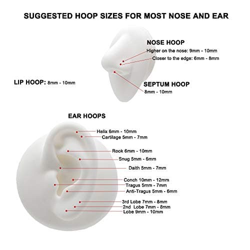 Silver Nose Hoop Hypoallergenic Nose Rings for Women & Men 20 Gauge 11mm — view 5