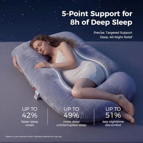 Momcozy Pregnancy Pillows for Sleeping, U Shaped Full Body Maternity Pillow with Removable Cover - Support for Back, Legs, Belly, HIPS for Pregnant Women, 57 Inch Pregnancy Pillow for Women, Grey