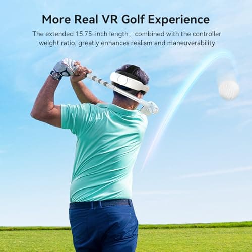 AMVR Golf Club Attachment Compatible with Quest 3/Quest 3s Accessories, Non-Slip VR Handle Grip for Golf +, 80 Degree Design Keep Tracking (for Right Controller) — view 3