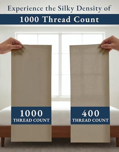 100% Egyptian Cotton Sheet Set Queen Size – 1000 Thread Count Silky Sateen Weave Queen Sheet Set for Good Sleep Comfort, 15" Snug Fit Deep Pocket, Breathable, Hotel-Quality Luxury You Can Feel - Taupe — view 3