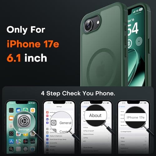 TOCOL for iPhone 17e Case, Compatible with Magsafe, Military Drop Protection, Slim Translucent Matte Shockproof for iPhone 17 e Case 6.1 inch (Alpine Green)