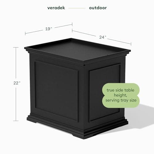 Veradek Brixton Tray Table - 2-in-1 Outdoor Side Table with Storage and Tray for Patio/Porch | Durable All-Weather Resistant | Classic & Functional