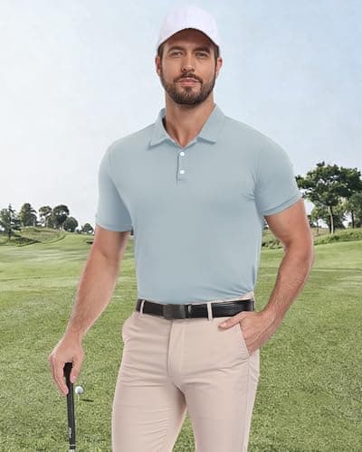 KUYIGO 3 Pack Mens Polo Shirts Quick Dry Moisture Wicking Golf Shirt,M