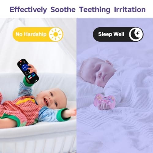 Hooku 2 Pack Remote Teether for Baby, Silicone Teethers for Babies 6-12 Months, Baby Teething Toys for Babies 0-6 Months, Remote Control Toy, Infant Gifts for Boys Girls — view 2