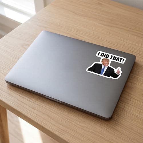 I Did that Trump Sticker 100Pcs, 2 x 1.8 Inch Funny Gas Pumps Sticker, Waterproof & Weatherproof, Glossy Finish, Easy to Remove & Reusable Bumper Decal, No Residue, Stick to Flat and Curved Surface — view 5