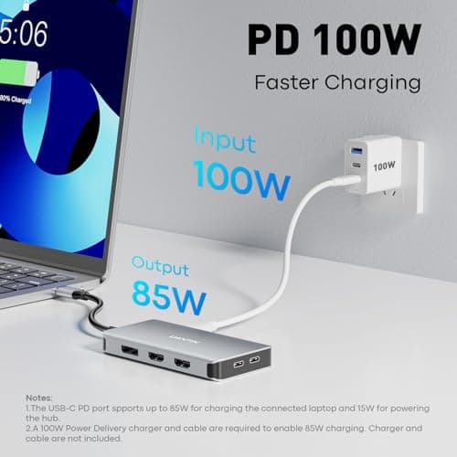 UANTIN USB C Docking Station Dual Monitor Adapter, Laptop Docking Station 3 Monitor Triple 4K60Hz Display with 2 HDMI, 4K120Hz DisplayPort, USB-A & USBC Data, 100W PD, USB C Dock for Dell, HP, Lenovo — view 5