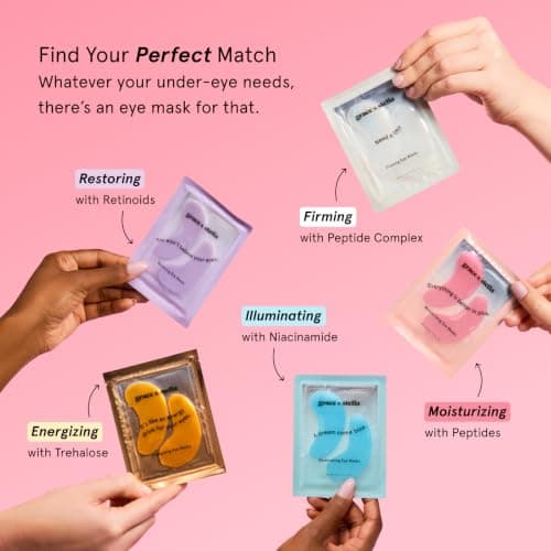 grace & stella Award Winning Under Eye Mask - Reduce Dark Circles, Puffy Eyes, Undereye Bags, Wrinkles - Gel Under Eye Patches - Small Birthday Gifts - Vegan Cruelty-Free (Pink, 6 Pairs) — view 5