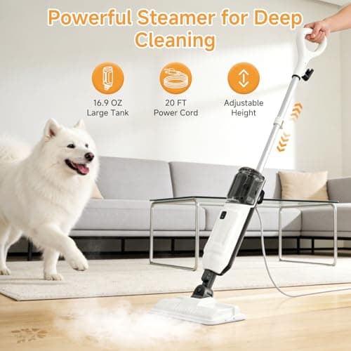 Steam Mop for Floor Cleaning, Multi-Purpose Steam Cleaner with Handheld Steamer & Accessories, Deep Cleaning Floor Steamer for Hardwood and Tile, Pet-Friendly Steam Mop for Home