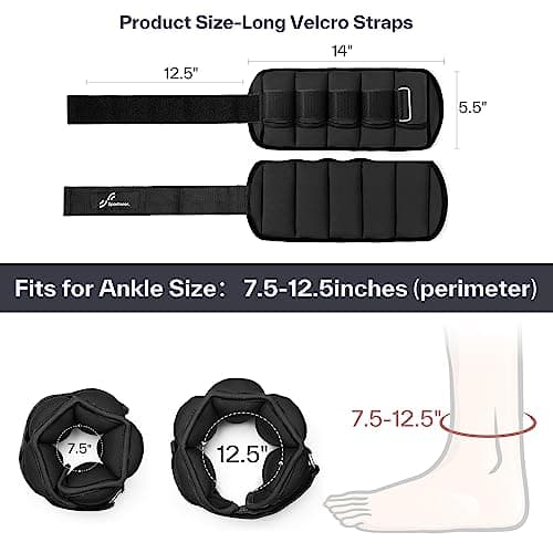Sportneer Adjustable Ankle Weights Set - 1 Pair (2-10 lbs) Removable Sandbags for Women & Men, Comfortable Neoprene Leg Weights for Walking, Running, Pilates, Yoga, Home Workout & Physical Therapy — view 4