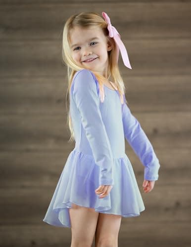 Arshiner Kids Girls Classic Long Sleeve Leotard Dance Ballet Dress Sky Blue — view 7