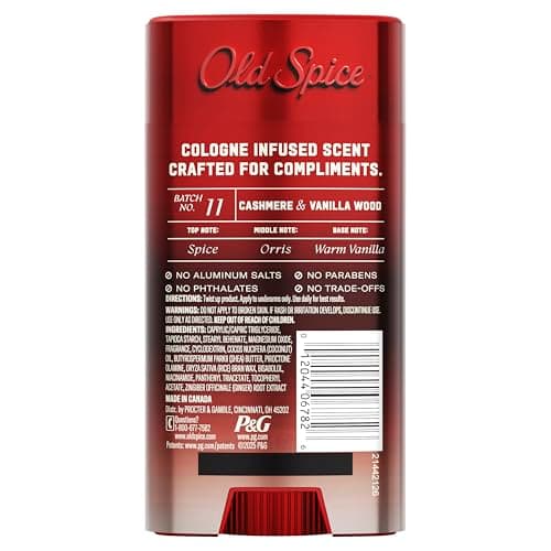 Old Spice Aluminum Free Deodorant for Men, The Spice Alchemist Collection, 24/7 Cologne Infused Scent, No Trade Off Formula, Free of Parabens & Phthalates, Cashmere + Vanilla Wood Scent, 3.0 oz — view 15