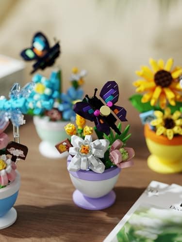 Sacblirr Blue Rosa Butterfly Mini Flower Bonsai Building Toy Set — view 4