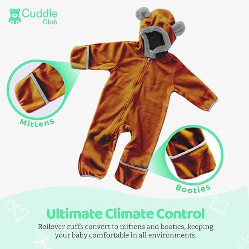 Fleece Baby Bunting Bodysuit – Infant One Piece Kids Hooded Romper Outerwear Toddler Jacket — view 2