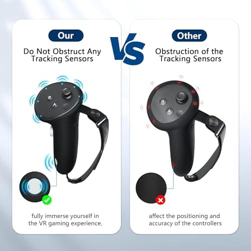 AMVR Upgraded Controller Grips Cover Compatible with Meta/Oculus Quest 3S/ 3 Accessories, with Battery Opening Cover and Knuckle Straps Protector(Not for Charging Dock) (Common Size) — view 3
