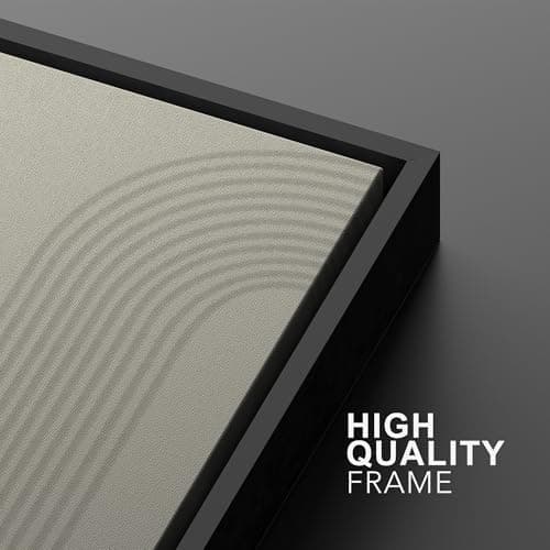 SIGNWIN Framed Canvas Print Wall Art Set Geometric Tan Pastel Color Field Landscape Abstract Shapes Cozy Neutral Modern Art Minimalism Decorative for Living Room, Bedroom, Office - 24"x36"x2 Black — view 4