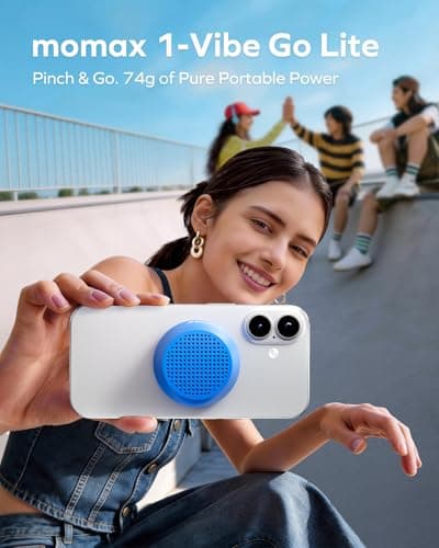 MOMAX Mini Portable Wireless Speaker - Magnetic Waterproof Speaker with Balanced Sound, 12H Playtime, Indoor Speaker True Wireless Stereo Pairing for Home, Bedroom, Bathroom, Gift Ideas, Black — view 3