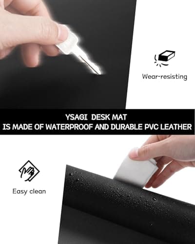 Non-Slip Desk Pad,Mouse Pad,Waterproof PVC Leather Desk Table Protector,Ultra Thin Large Desk Blotter, Easy Clean Laptop Desk Writing Mat for Office Work/Home/Decor(Black, 31.5" x 15.7") — view 4