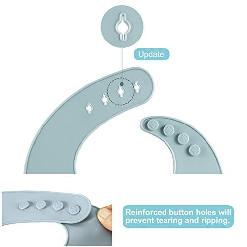 PandaEar Set of 3 Cute Silicone Baby Bibs for Babies & Toddlers (10-72 Months) Waterproof, Soft, Unisex, Non Messy (Brown/Blue/Green) — view 3
