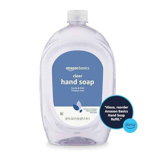 Amazon Basics Gentle & Mild Clear Liquid Hand Soap Refill, Triclosan-Free, Dermatologist-Tested, pH Balanced, Cruelty-Free, 50 Fluid Ounces, 1-Pack (Previously Solimo) — view 4