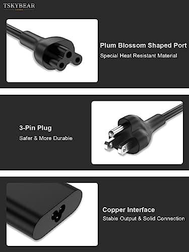 TSKYBEAR 65W USB-C Laptop Charger Compatible with Dell Latitude 5420 5430 5520 5540 5400 7420 7430 7320 7410 7440 5530 5410, XPS 13 9360 9370 9380, Chromebook 3100 3110 3400 Type C Power Cord — view 3